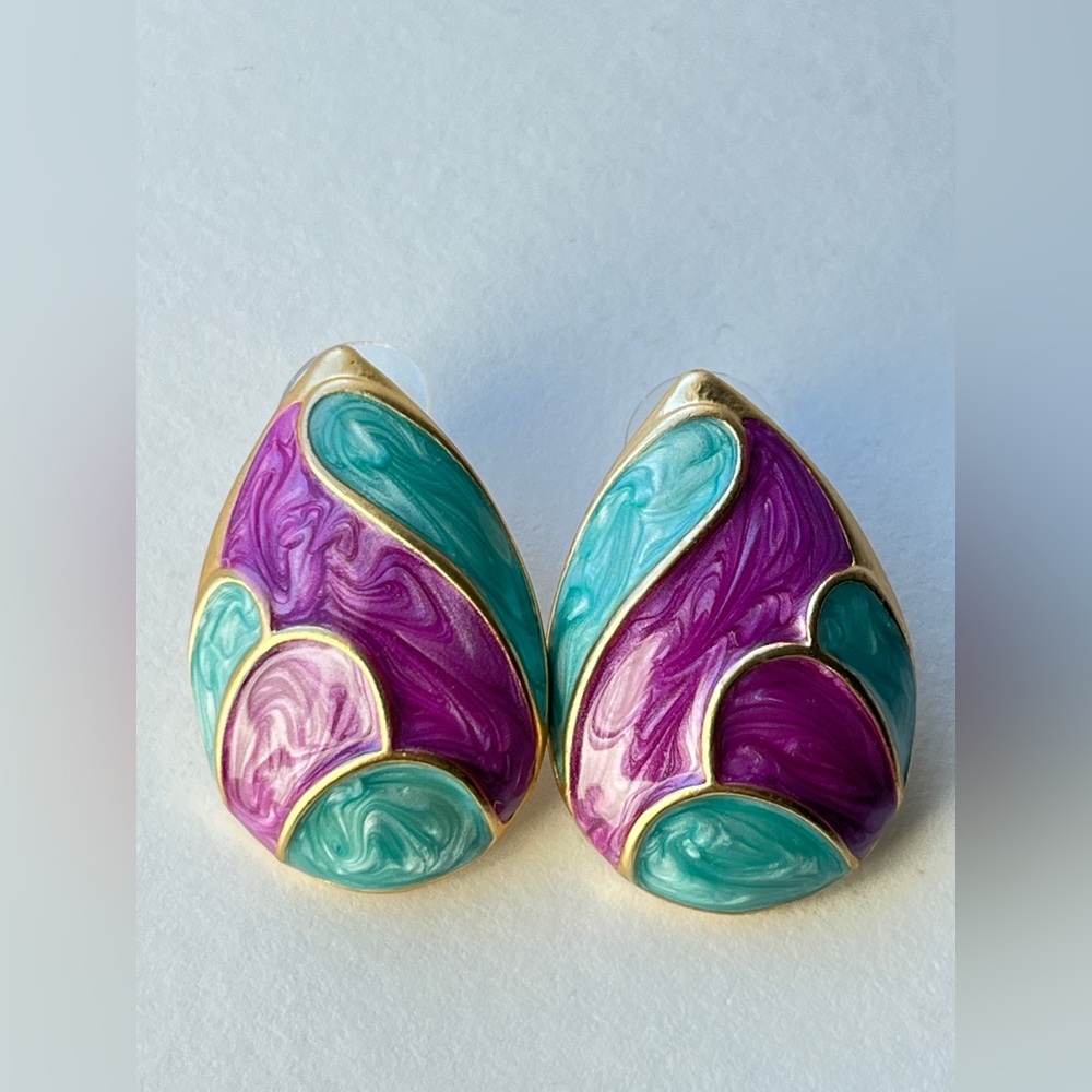 Monet Gold and Purple Teardrop Earrings